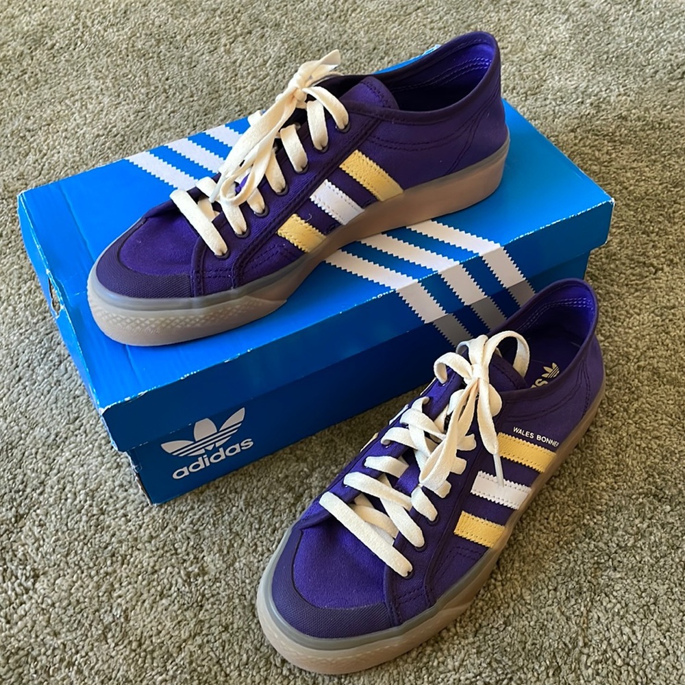 Adidas Wales Bonner Nizza Lo Shoes Men’s Size 7.5 in Purple and Yellow